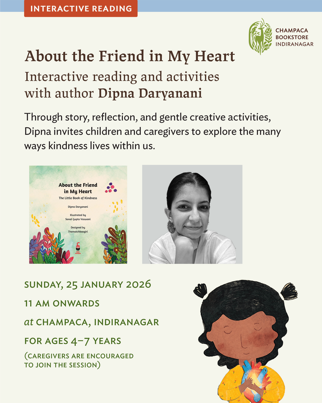 About the Friend in My Heart: Interactive Reading and Activity with Author Dipna Daryanani | 25 January 2026, 11AM | Champaca, Indiranagar