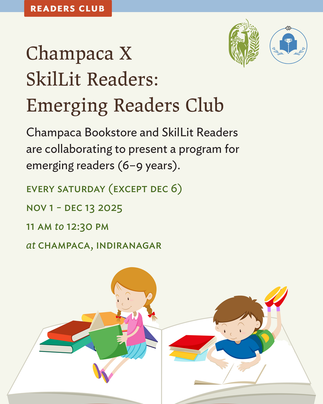 SkilLit Readers x Champaca : Emerging Readers Programme | Champaca, Indiranagar | 1 November to 13 December 2025
