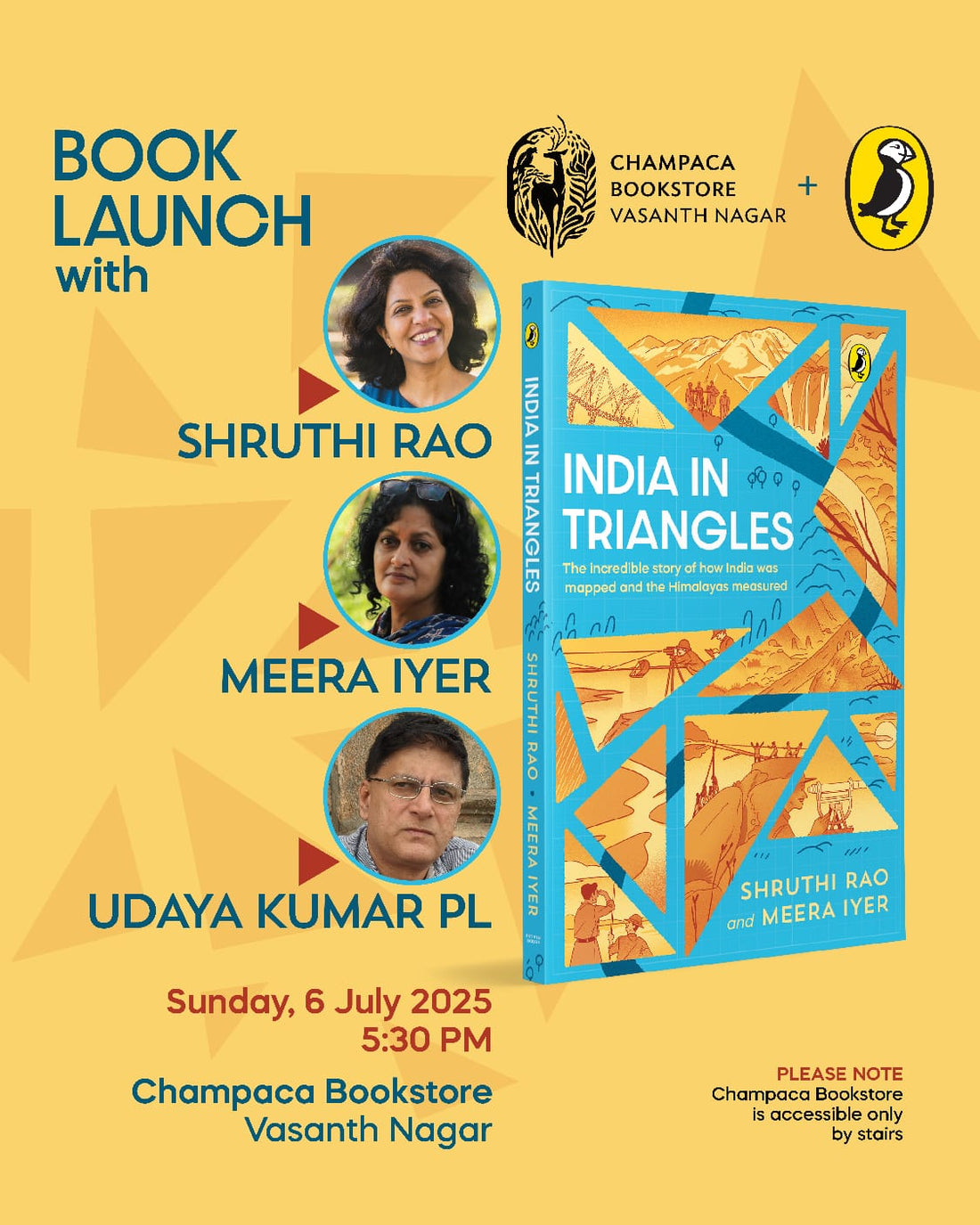 Book Launch of INDIA IN TRIANGLES by Shruthi Rao and Meera Iyer in conversation with Udaya Kumar PL | Champaca, Vasanth Nagar | 6 July, 5:30PM