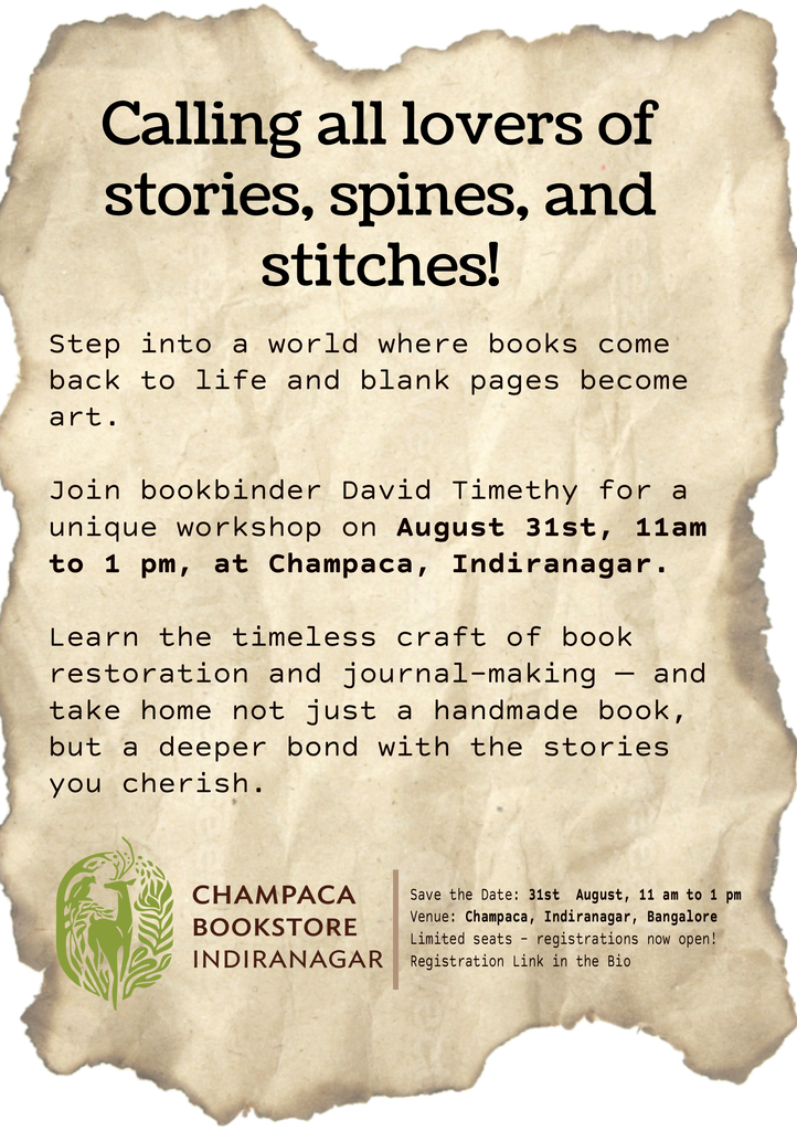 Book Restoration Workshop with David Timethy | Champaca, Indiranagar | 31 August, Sunday | 11 AM