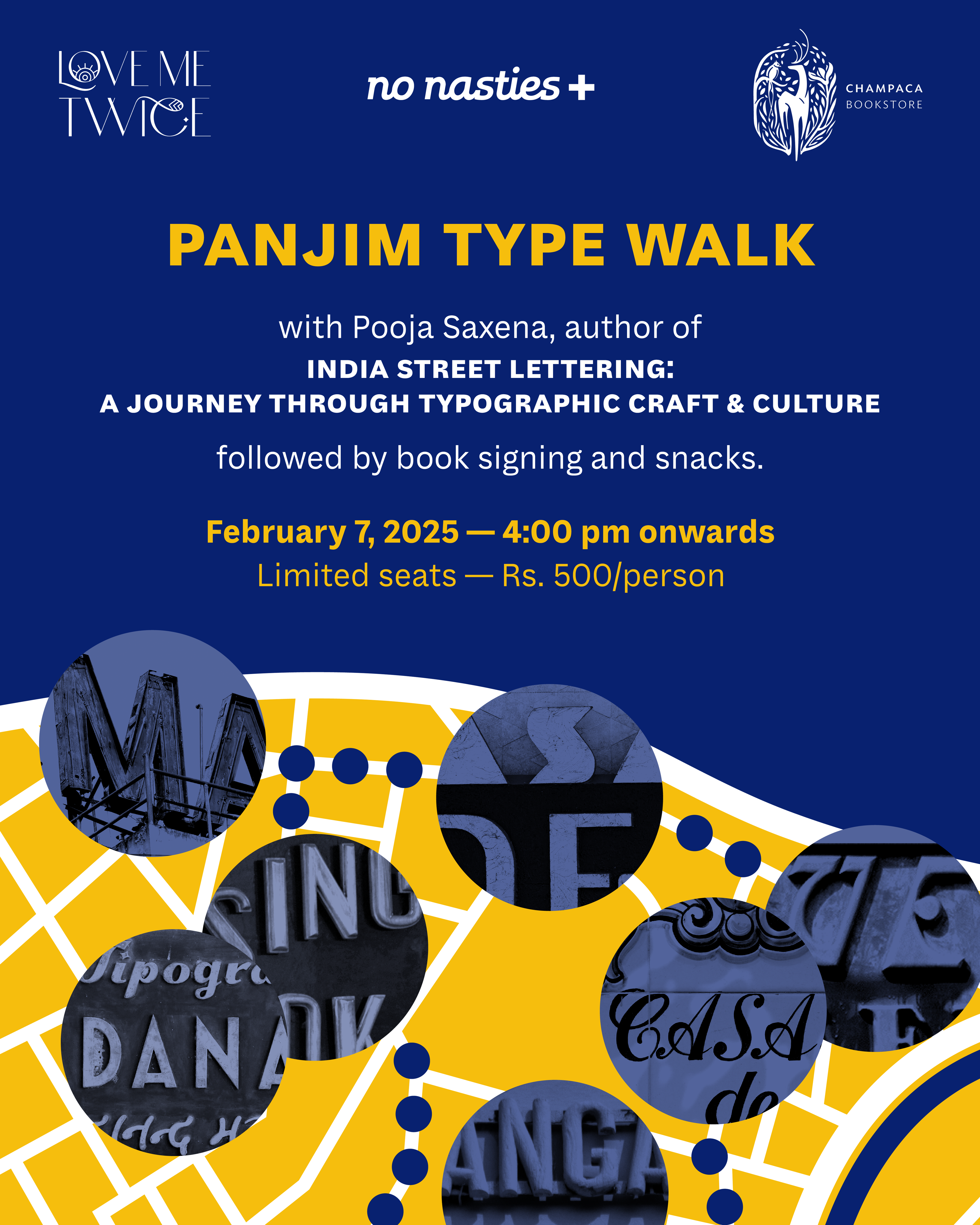 India Street Lettering: Type Walk with Pooja Saxena | Panjim, Goa |  7th February | 4 PM Onwards