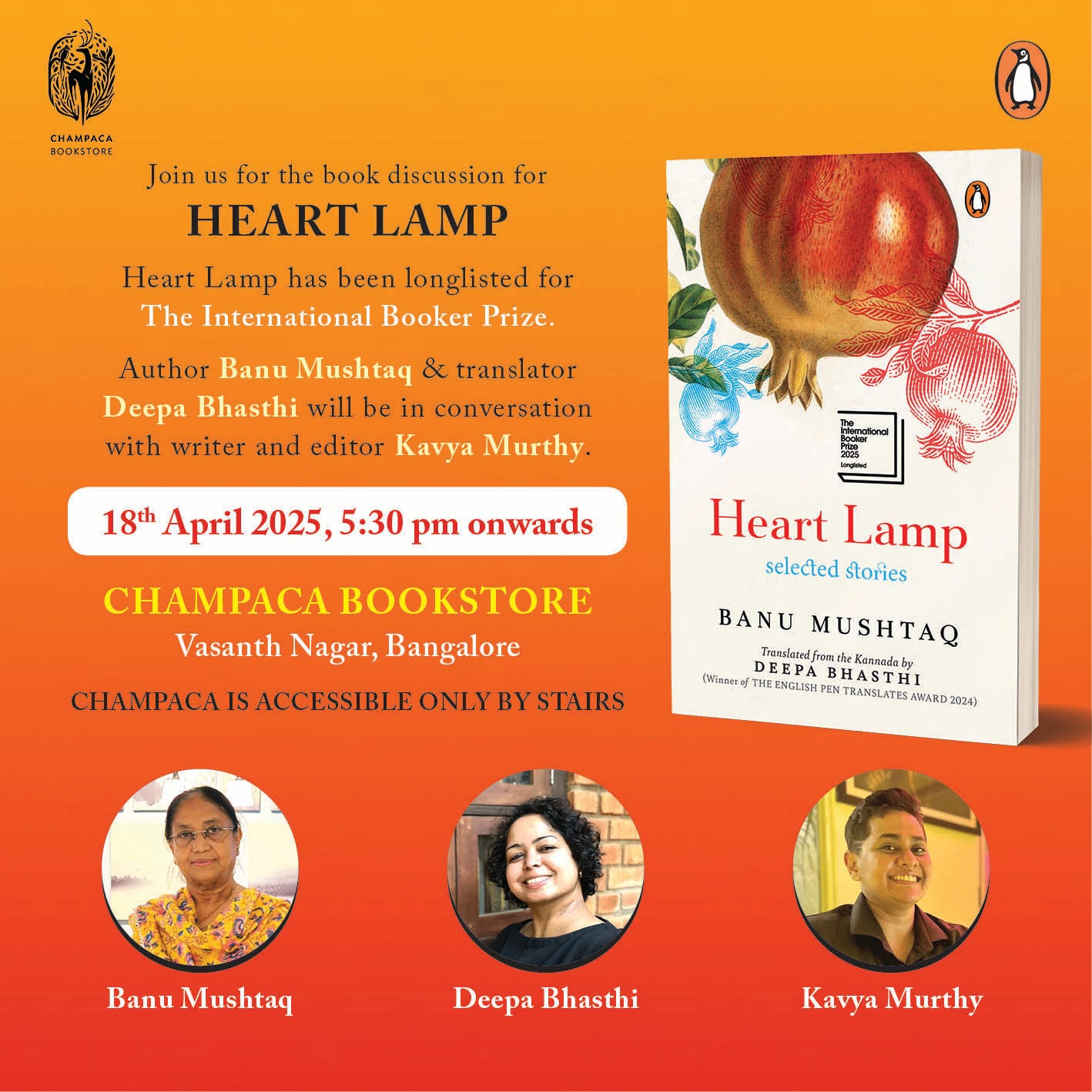 Book Discussion of HEART LAMP - SELECTED STORIES with Banu Mushtaq, Deepa Bhasthi | 18th April, 5:30 PM| Champaca, Vasanth Nagar