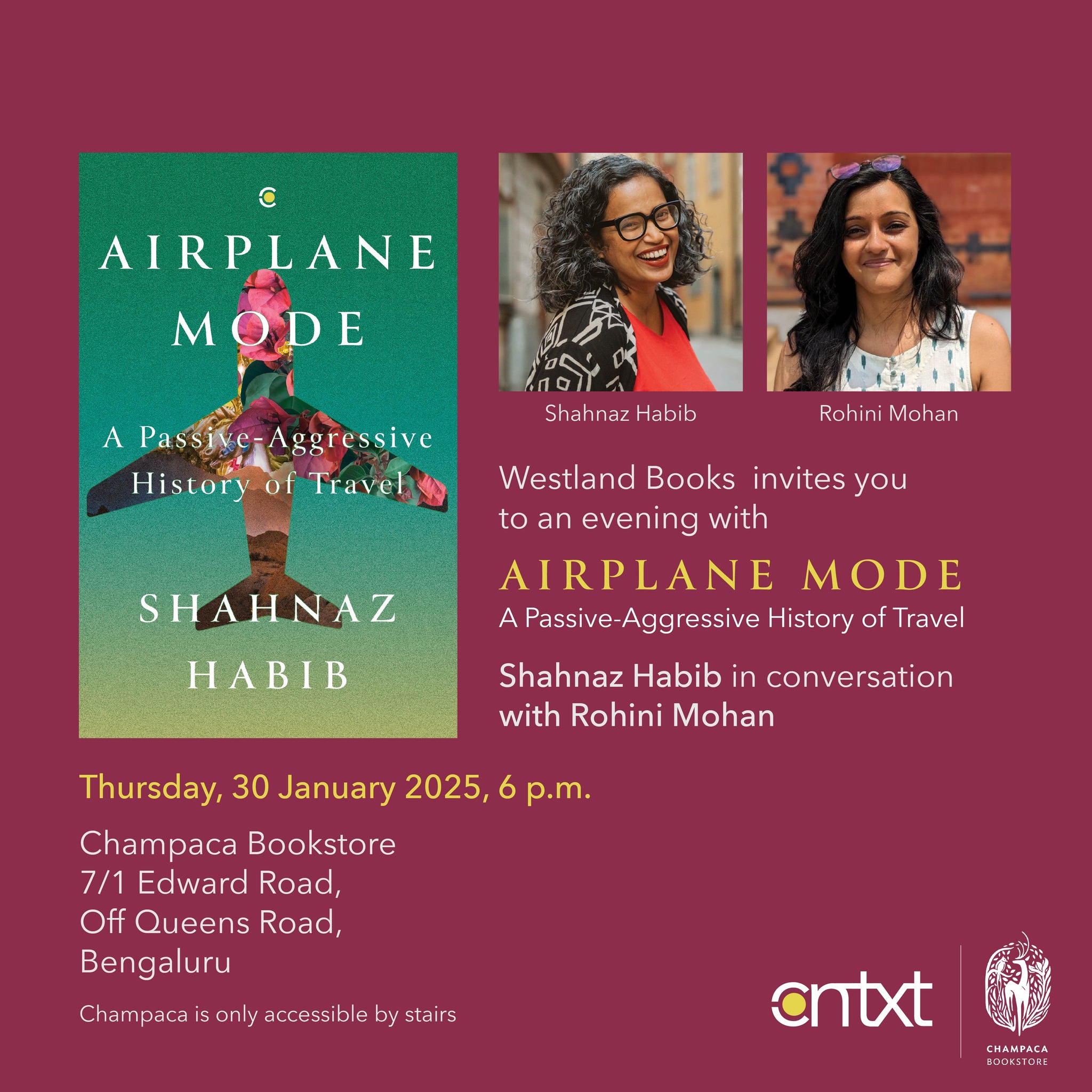 Book Discussion- AIRPLANE MODE: A PASSIVE-AGGRESSIVE HISTORY OF TRAVEL- Shahnaz Habib in conversation with Rohini Mohan | 30th January, 6 PM
