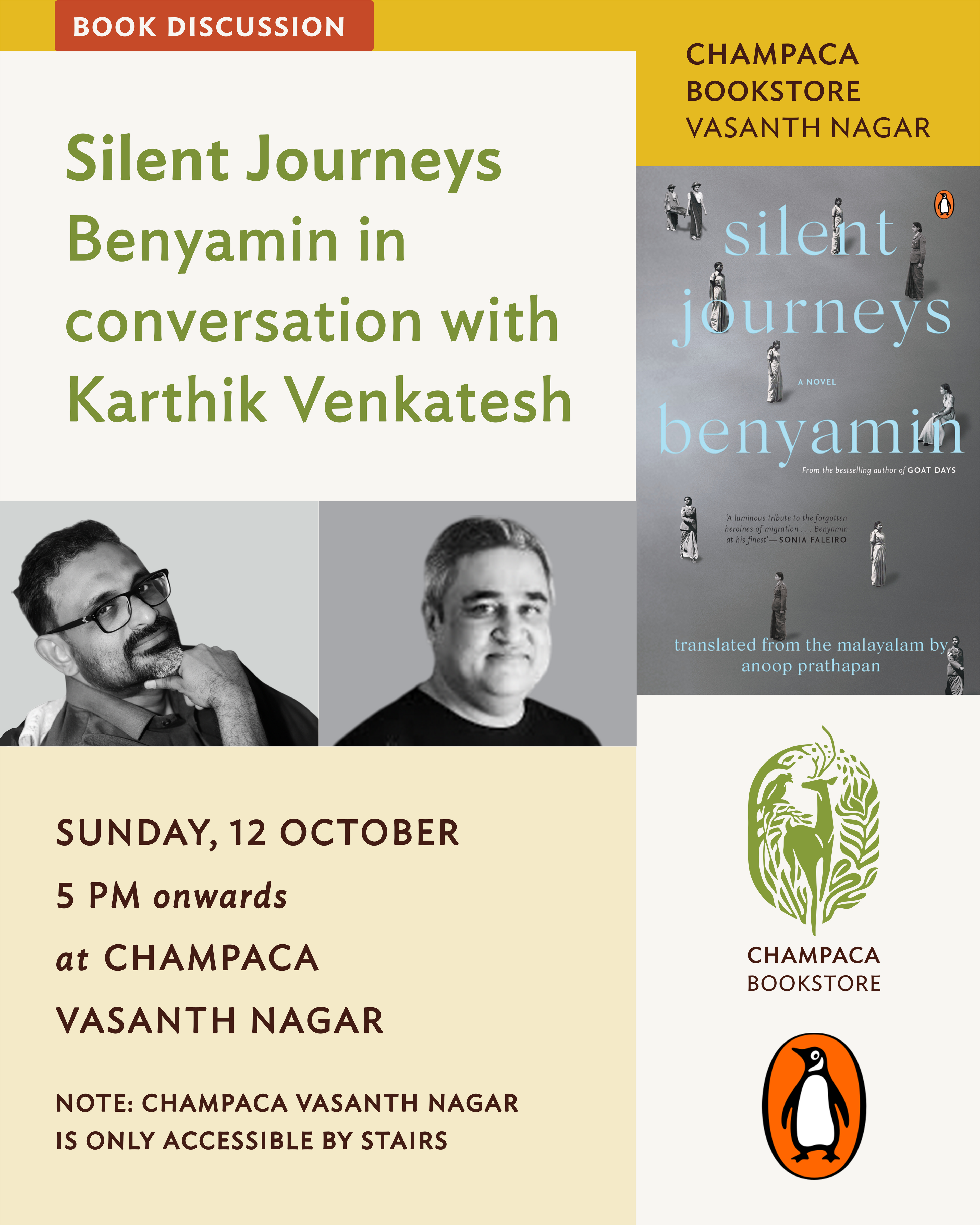 Silent Journeys: Book Launch with Benyamin and Karthik Venkatesh | 12 October 2025 | Champaca Bookstore,Vasanth Nagar