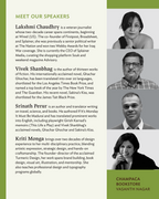 Book Discussion: Taste. A conversation with Vivek Shanbhag  and Srinath Perur moderated by Lakshmi Chaudhry, followed by a design walkthrough by Kriti Monga.