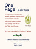 One Page Is All It Takes - A workshop on close-reading