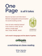 One Page Is All It Takes - A workshop on close-reading